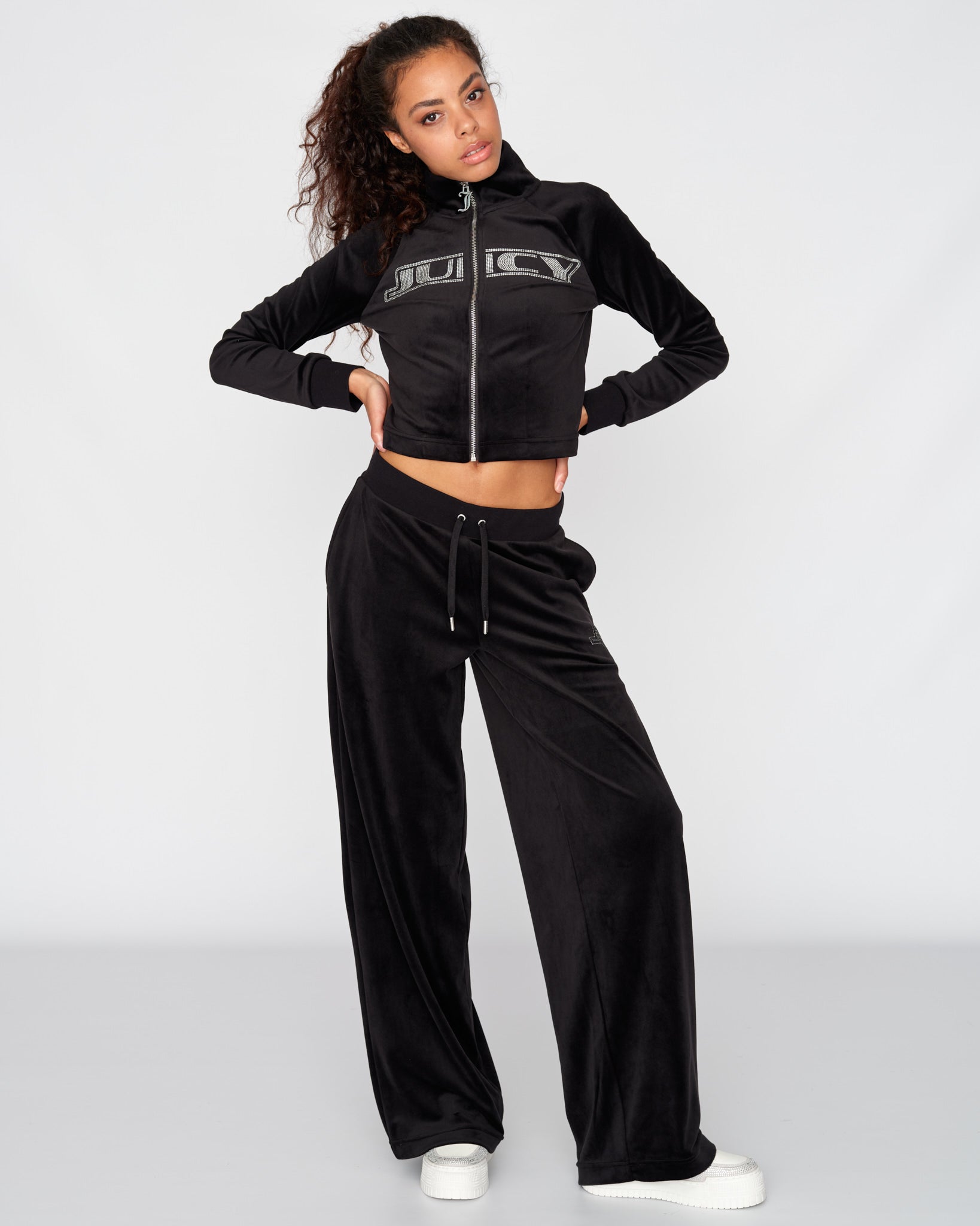 Classic Velour Lelu Diamante Track Top Black - Juicy Couture Scandinavia