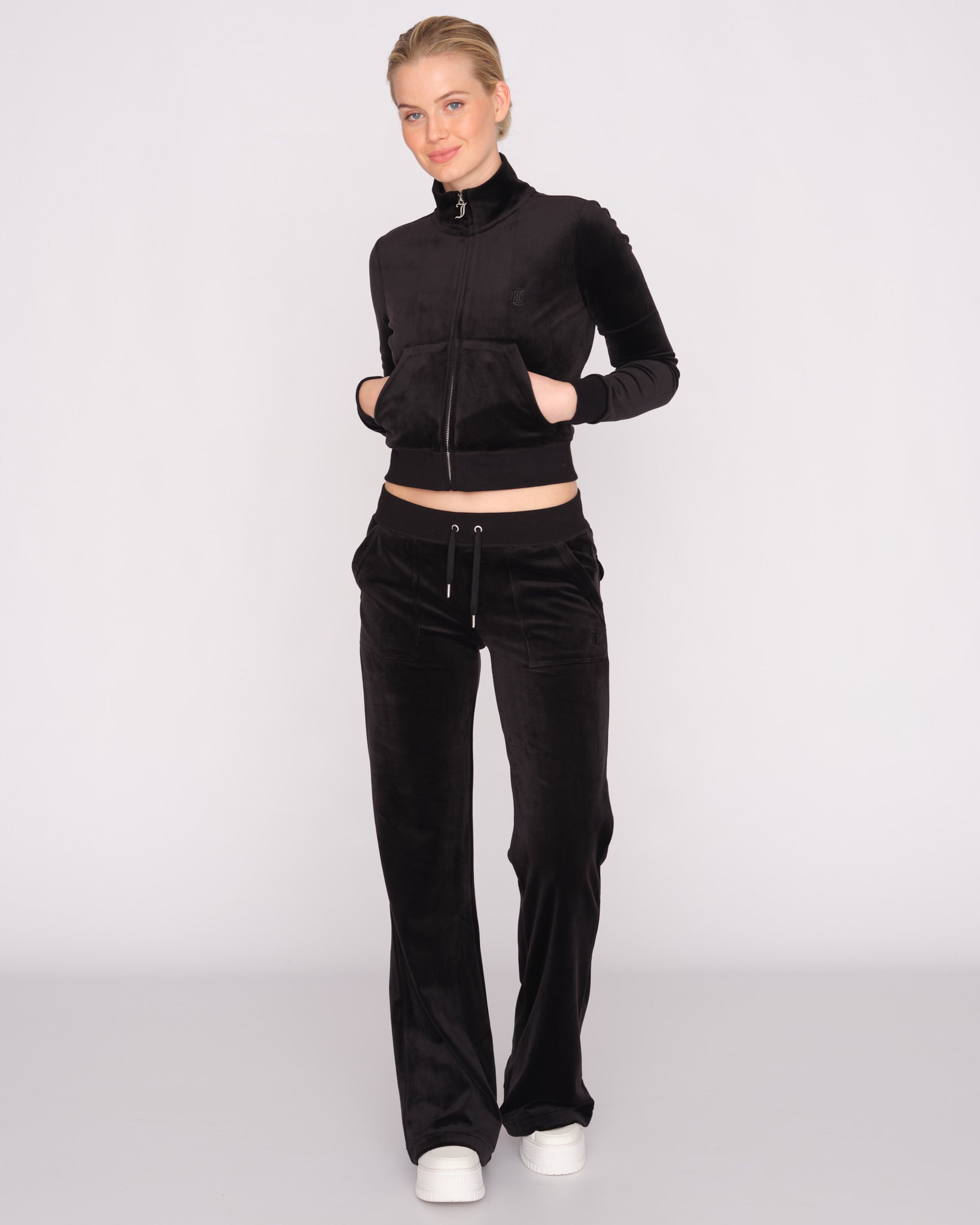 Juicy Couture Classic Velour Lieu Track Top Black