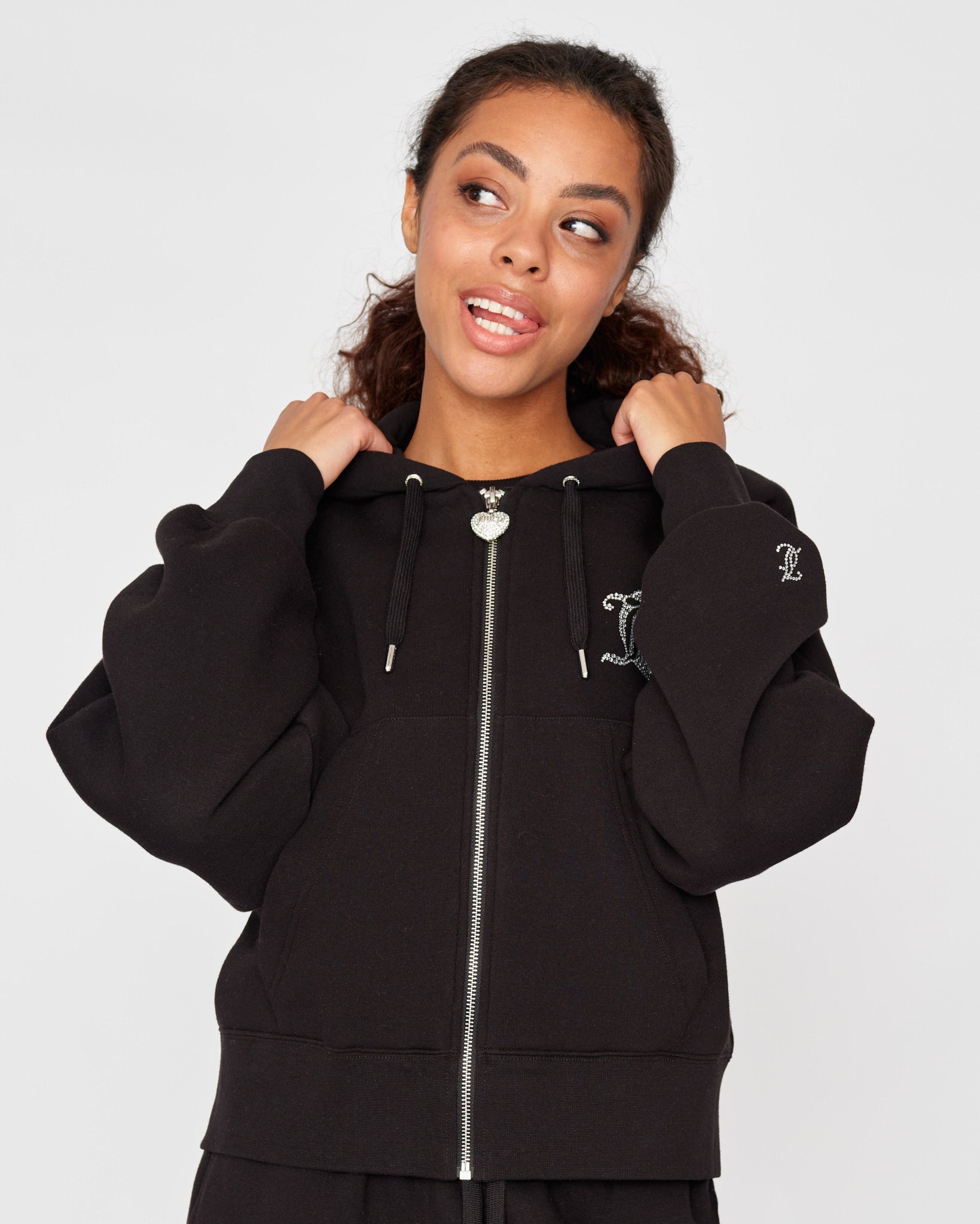Marielle Heart Diamante Zip Through Hoodie - Juicy Couture Scandinavia
