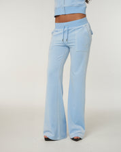 Classic Velour Layla Low Rise Pocket Flare Powder Blue - Juicy Couture Scandinavia