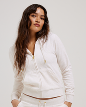 Classic Velour Robertson Zip Hoodie Gold Oatmeal Marl - Juicy Couture Scandinavia