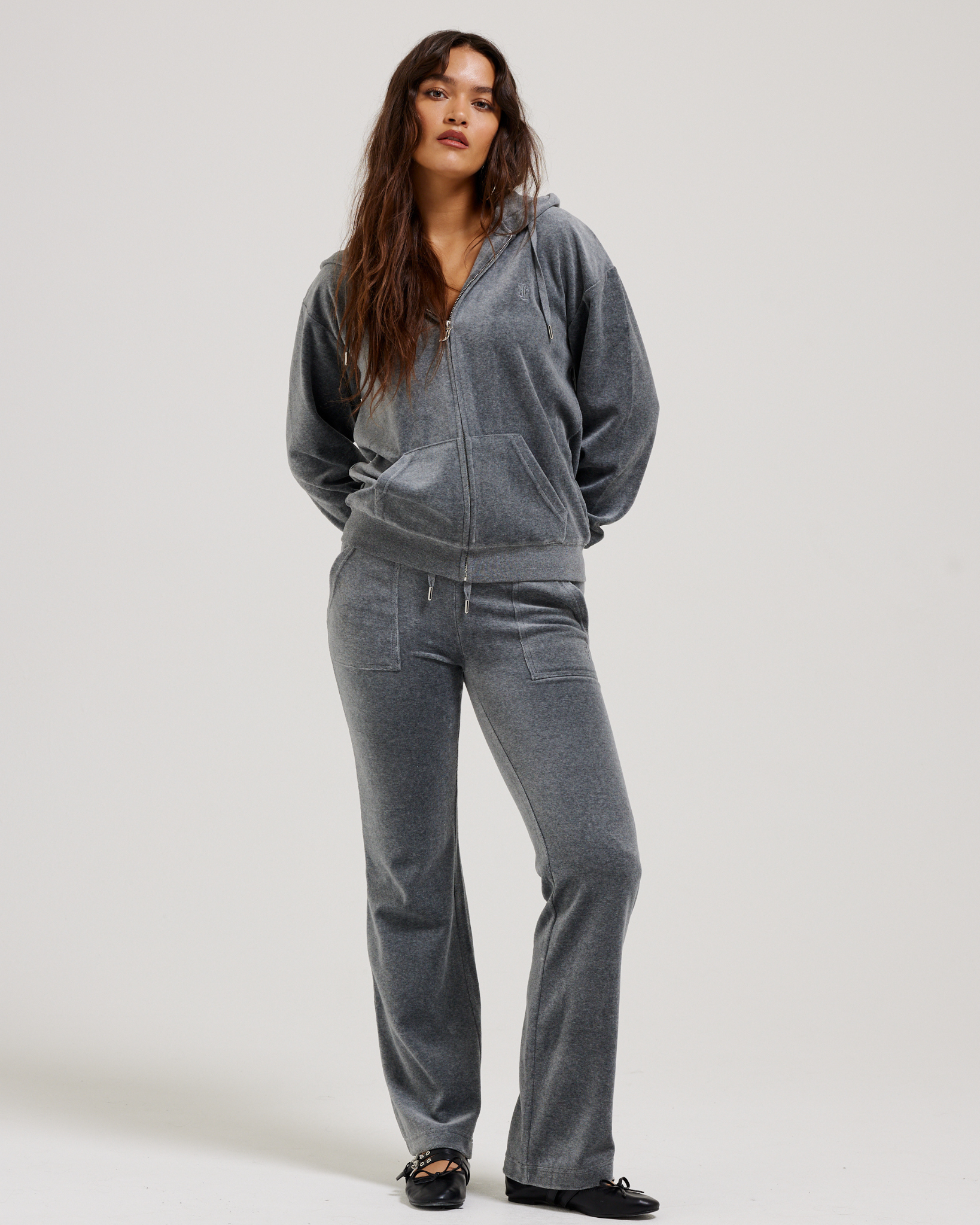 Halan Oversized Zip Through Hoodie Charcoal Marl - Juicy Couture Scandinavia