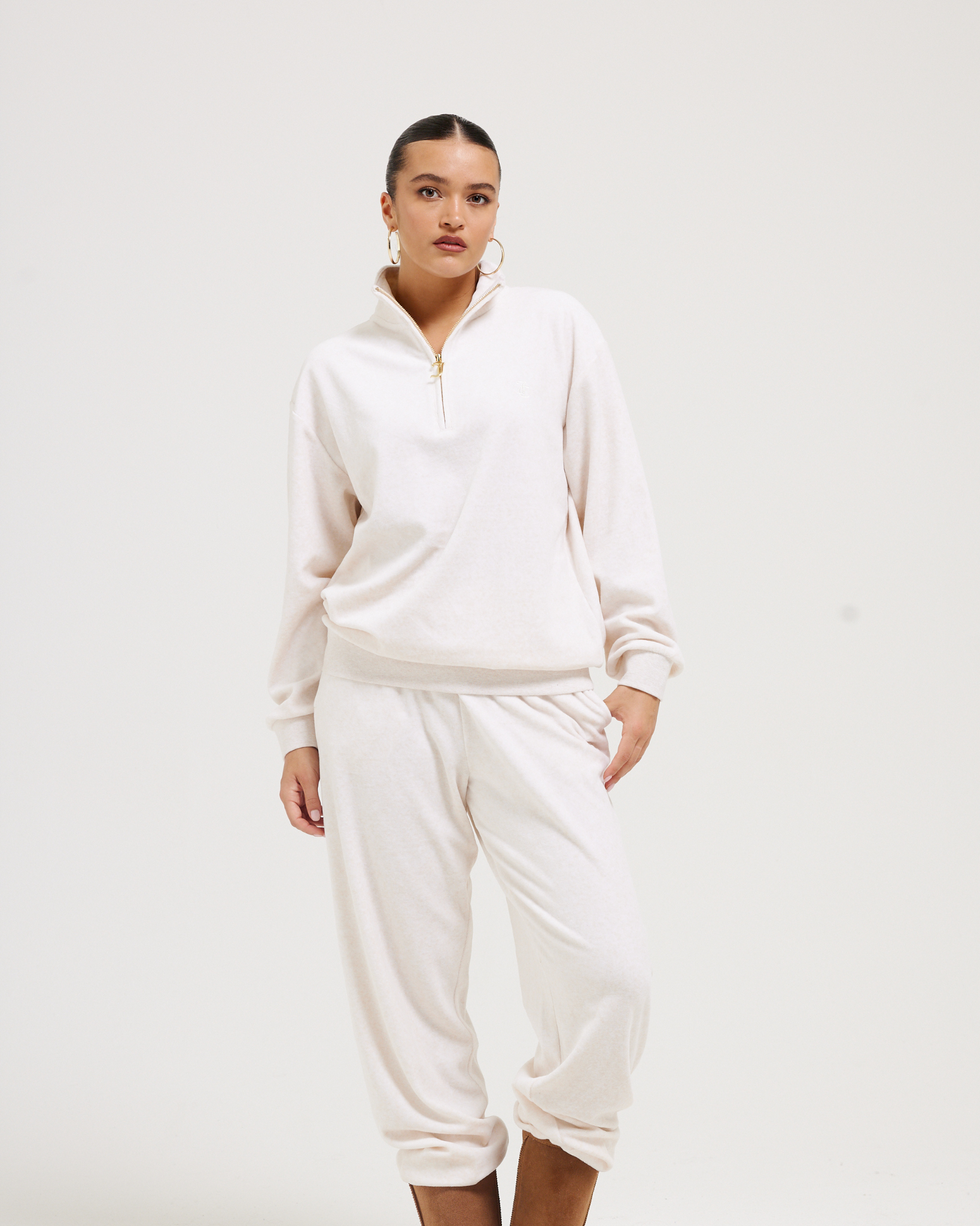 Classic Velour Oversized Pete Pullover Oatmeal Marl - Juicy Couture Scandinavia