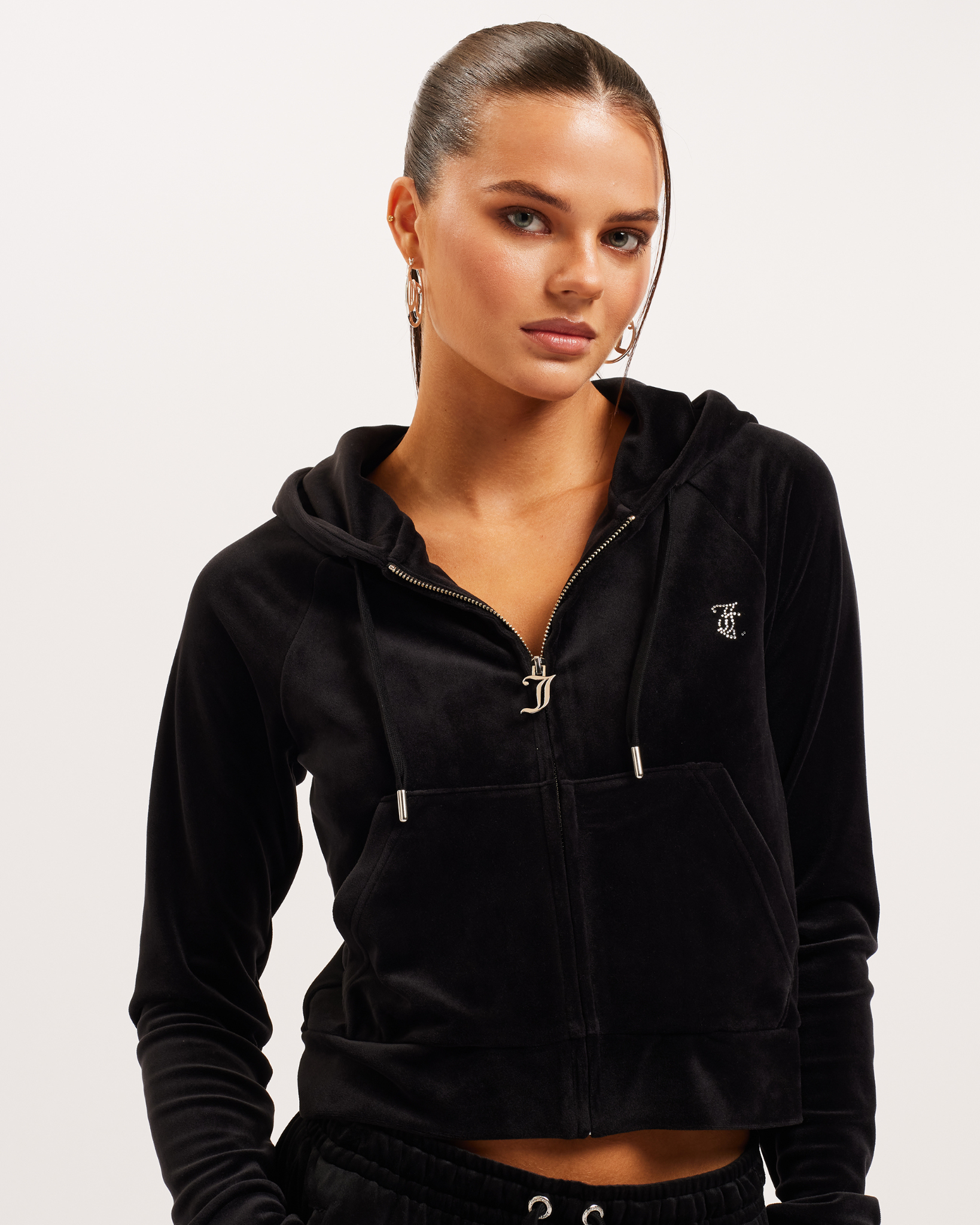 Juicy Couture Classic Velour Madison Hoodie Black - Main Image