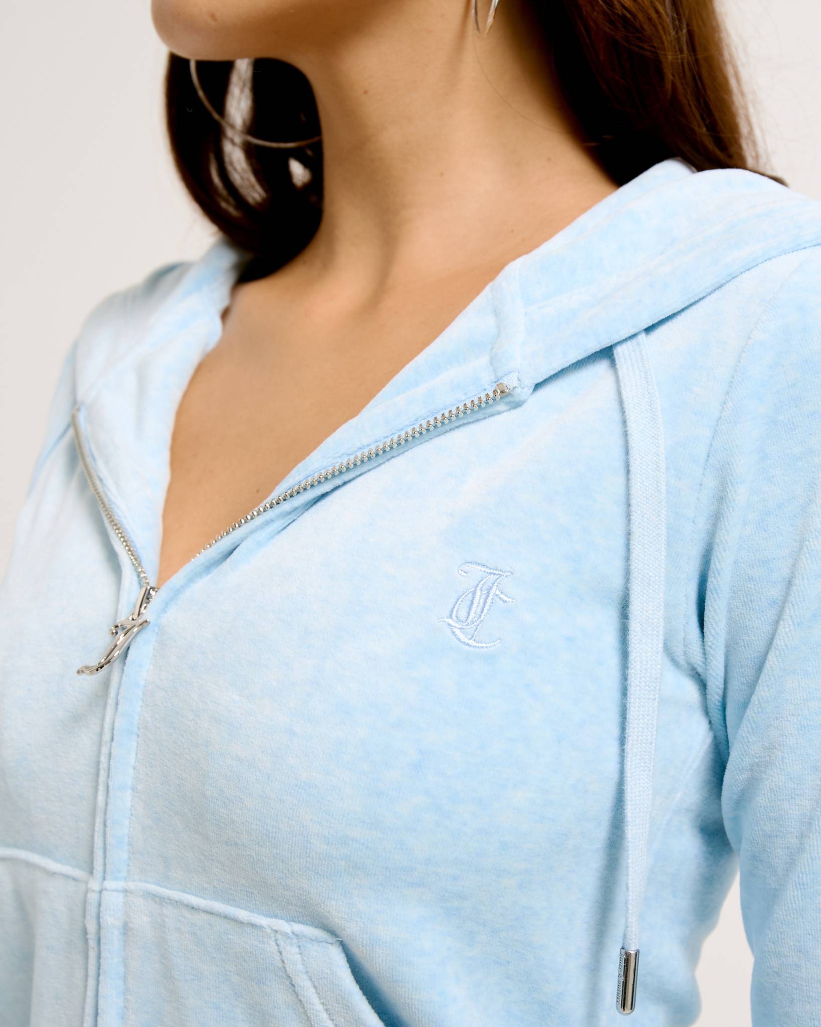Classic Velour Robertson Zip Hoodie Powder Blue Marl - Juicy Couture Scandinavia