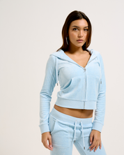 Classic Velour Robertson Zip Hoodie Powder Blue Marl - Juicy Couture Scandinavia