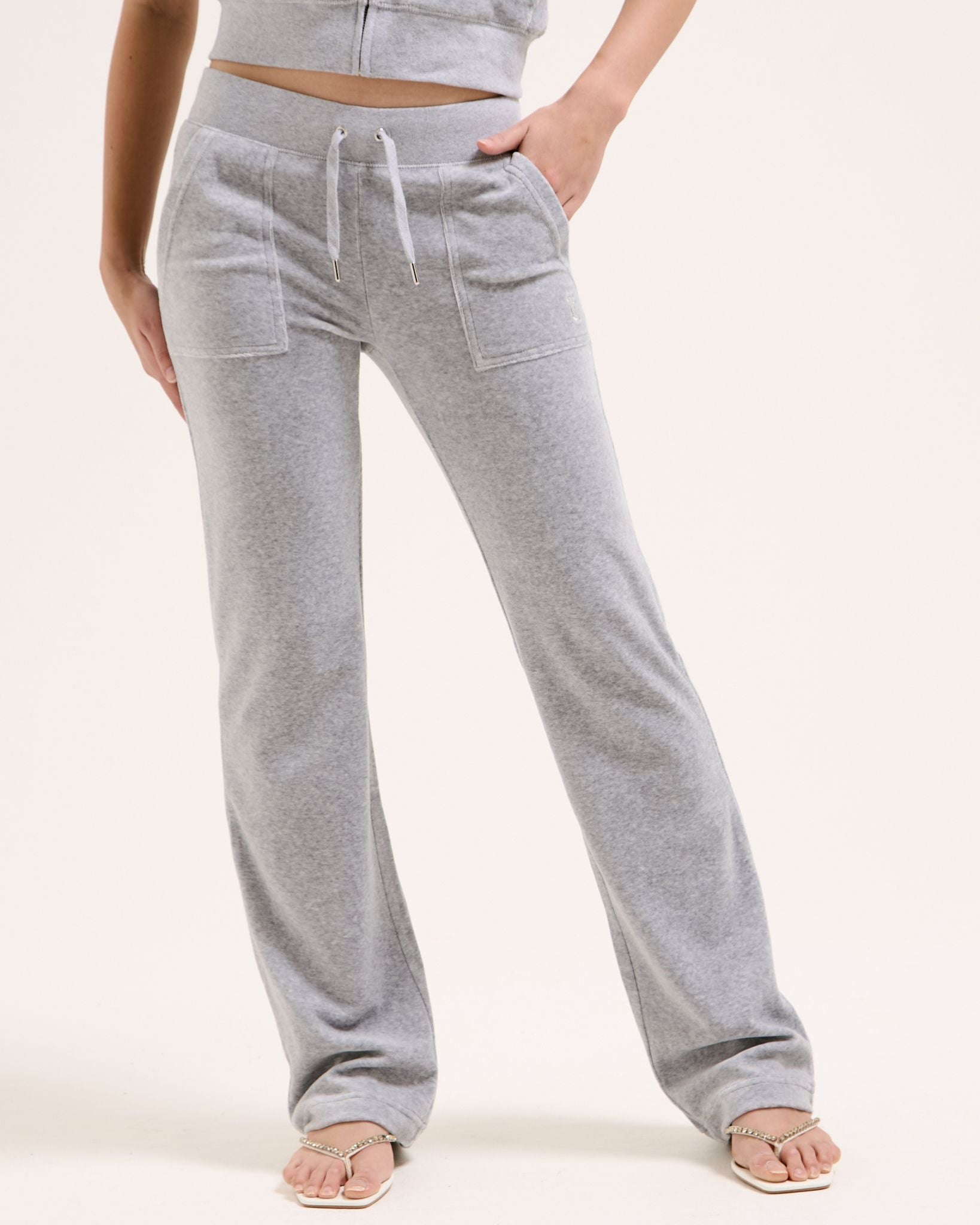 Juicy Couture Del Ray Velour Pant Silver Marl - Main Image