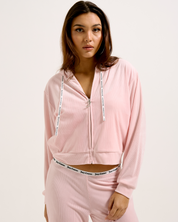 Liv Rib Velour Hoodie Almond Blossom - Juicy Couture Scandinavia