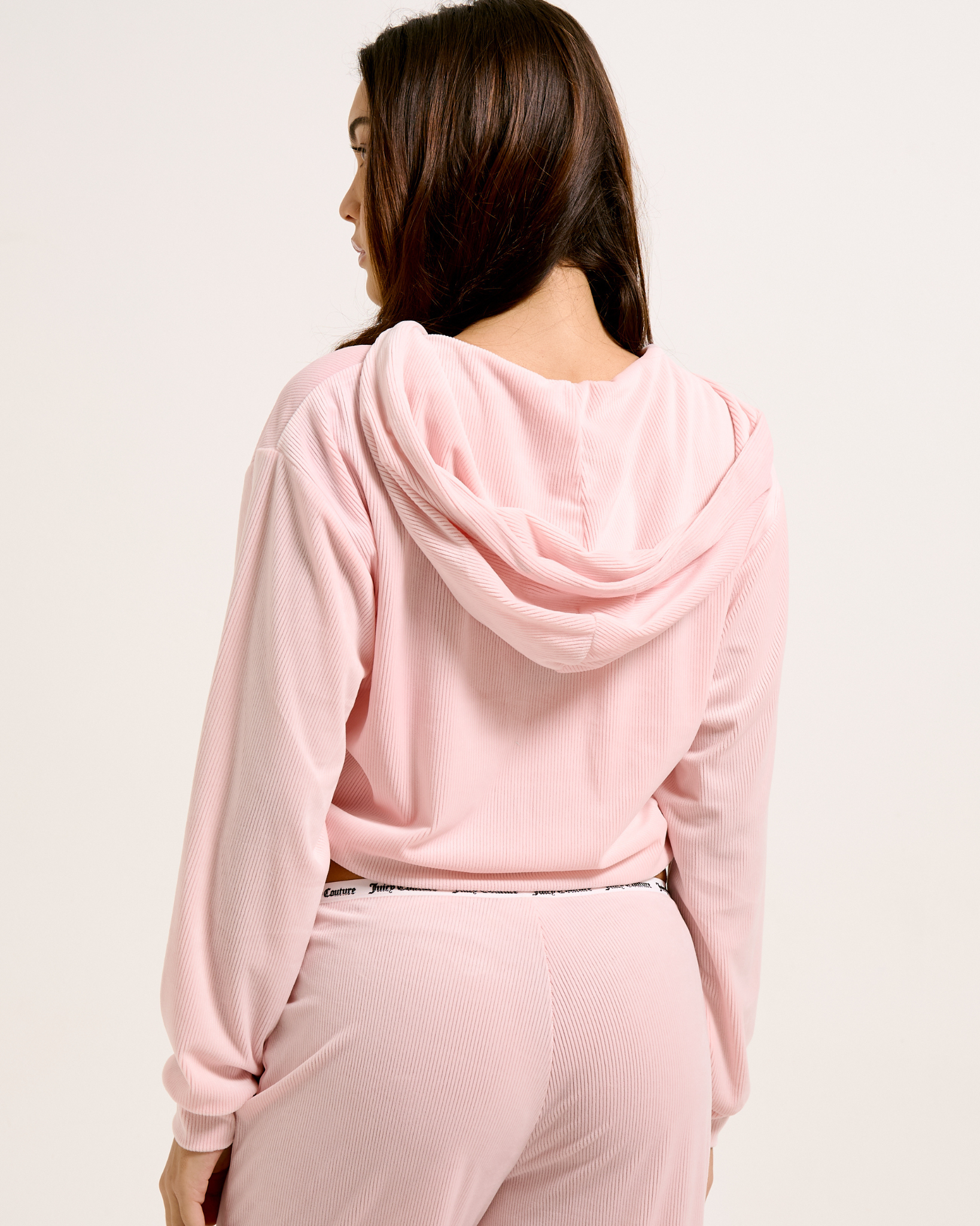 Liv Rib Velour Hoodie Almond Blossom - Juicy Couture Scandinavia