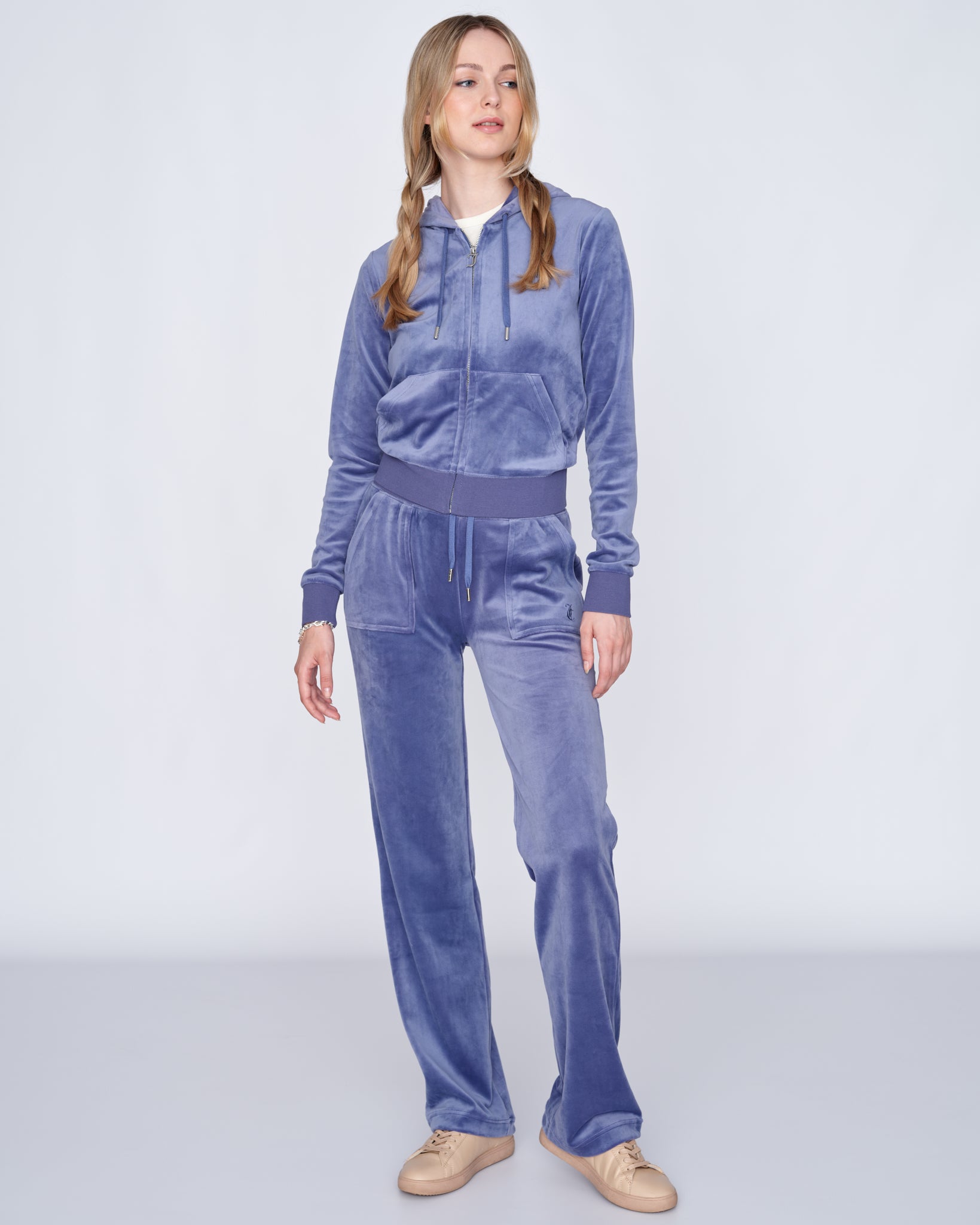 Classic Velour Robertson Zip Hoodie Grey Blue - Juicy Couture Scandinavia