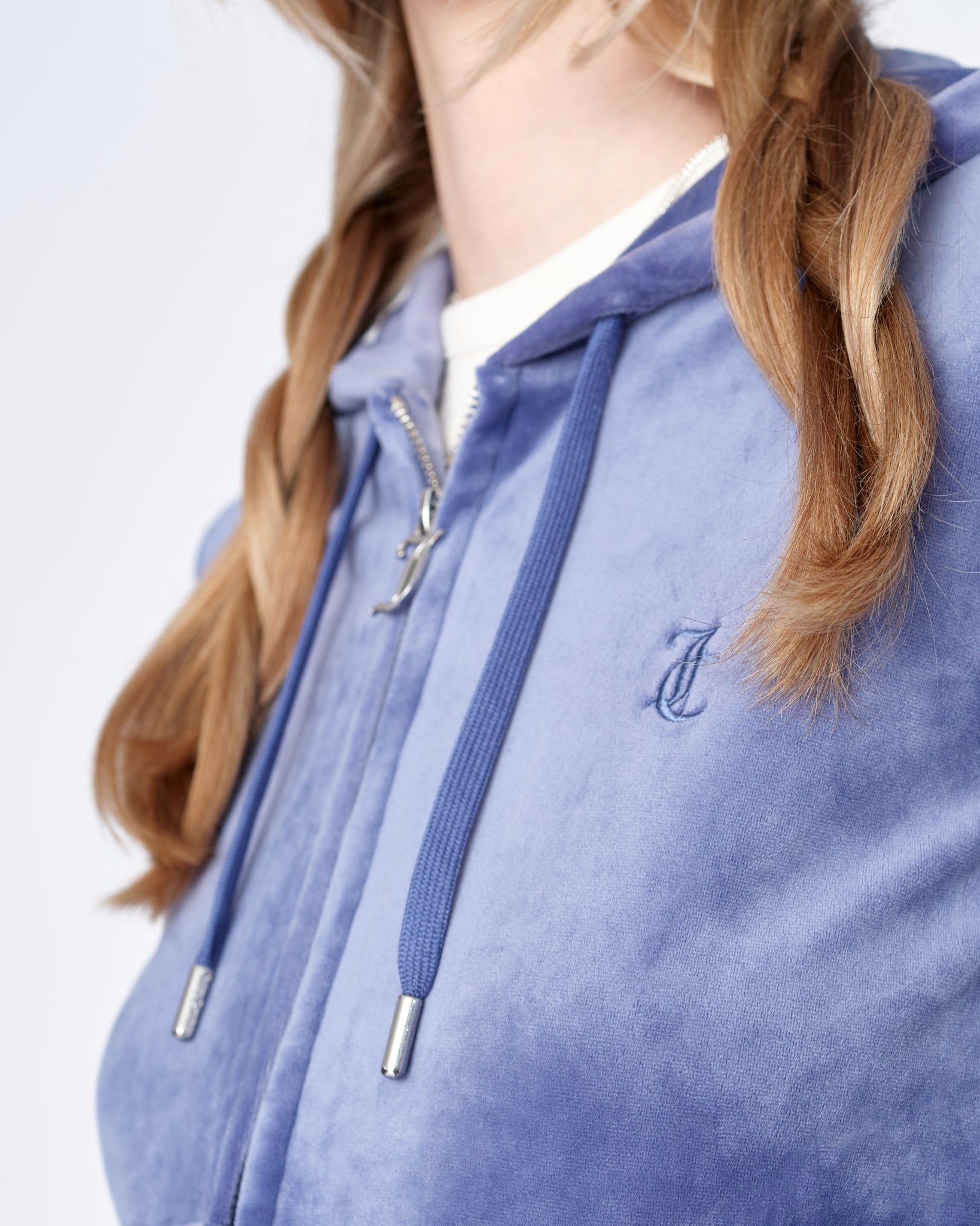 Classic Velour Robertson Zip Hoodie Grey Blue - Juicy Couture Scandinavia