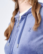 Classic Velour Robertson Zip Hoodie Grey Blue - Juicy Couture Scandinavia