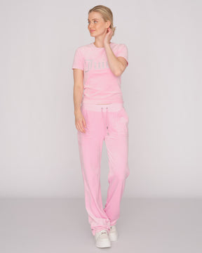 Taylor Diamante Fitted Velour Tee Begonia Pink - Juicy Couture Scandinavia