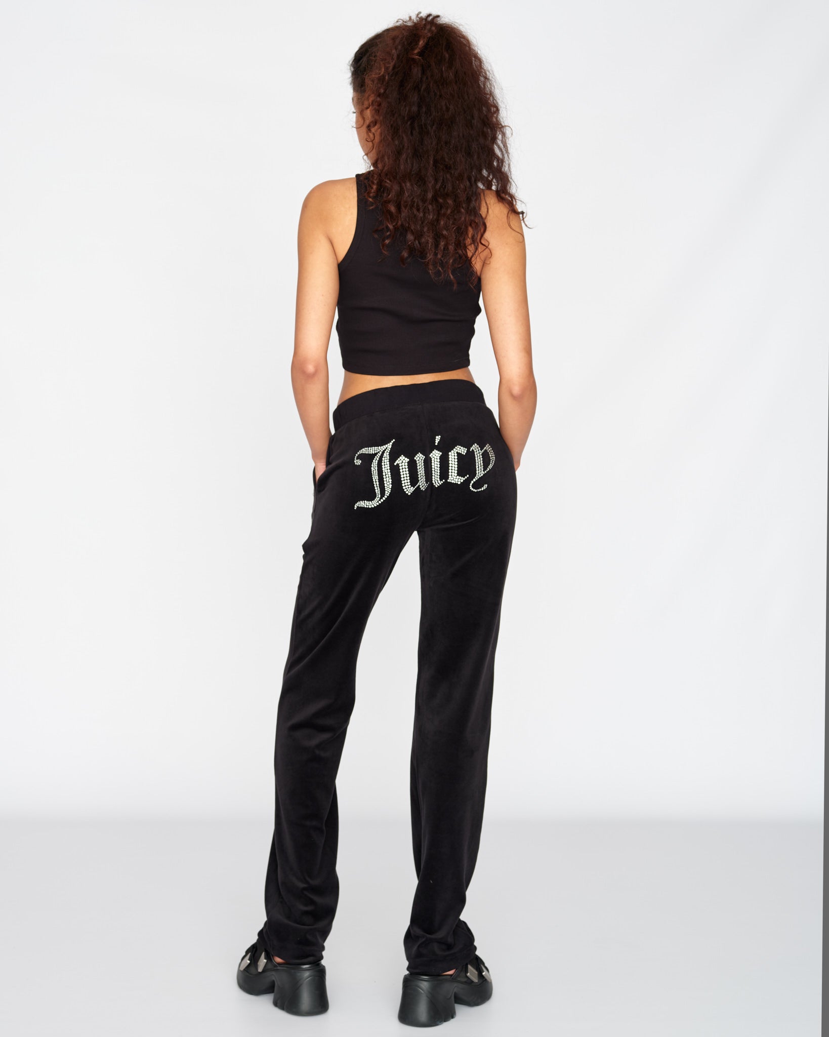 Classic Velour Del Ray Diamante Diamante Pant Black - Juicy Couture Scandinavia