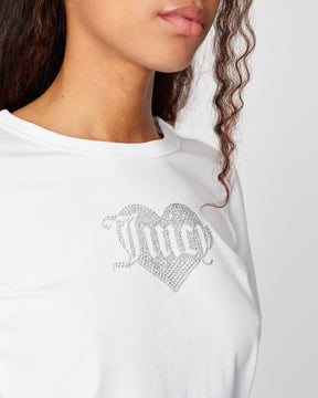 Haylee Heart Diamante Tee White - Juicy Couture Scandinavia