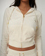 Classic Velour Robertson Zip Hoodie Sugar Swizzle Gold