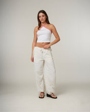 Contrast Halter Top White