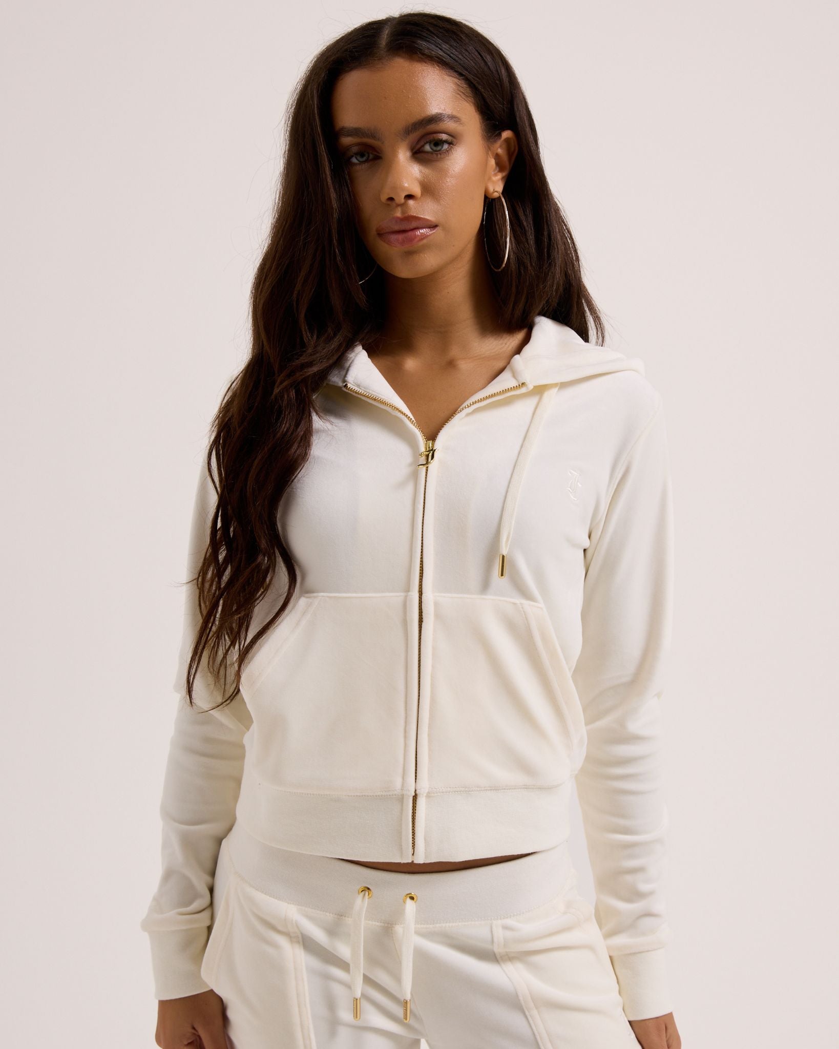 Classic Velour Robertson Zip Hoodie Sugar Swizzle Gold - Juicy Couture Scandinavia