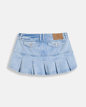 Crest Pleated Denim Skirt Light Wash - Juicy Couture Scandinavia