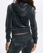 Classic Velour Robertson Zip Hoodie Raven - Juicy Couture Scandinavia