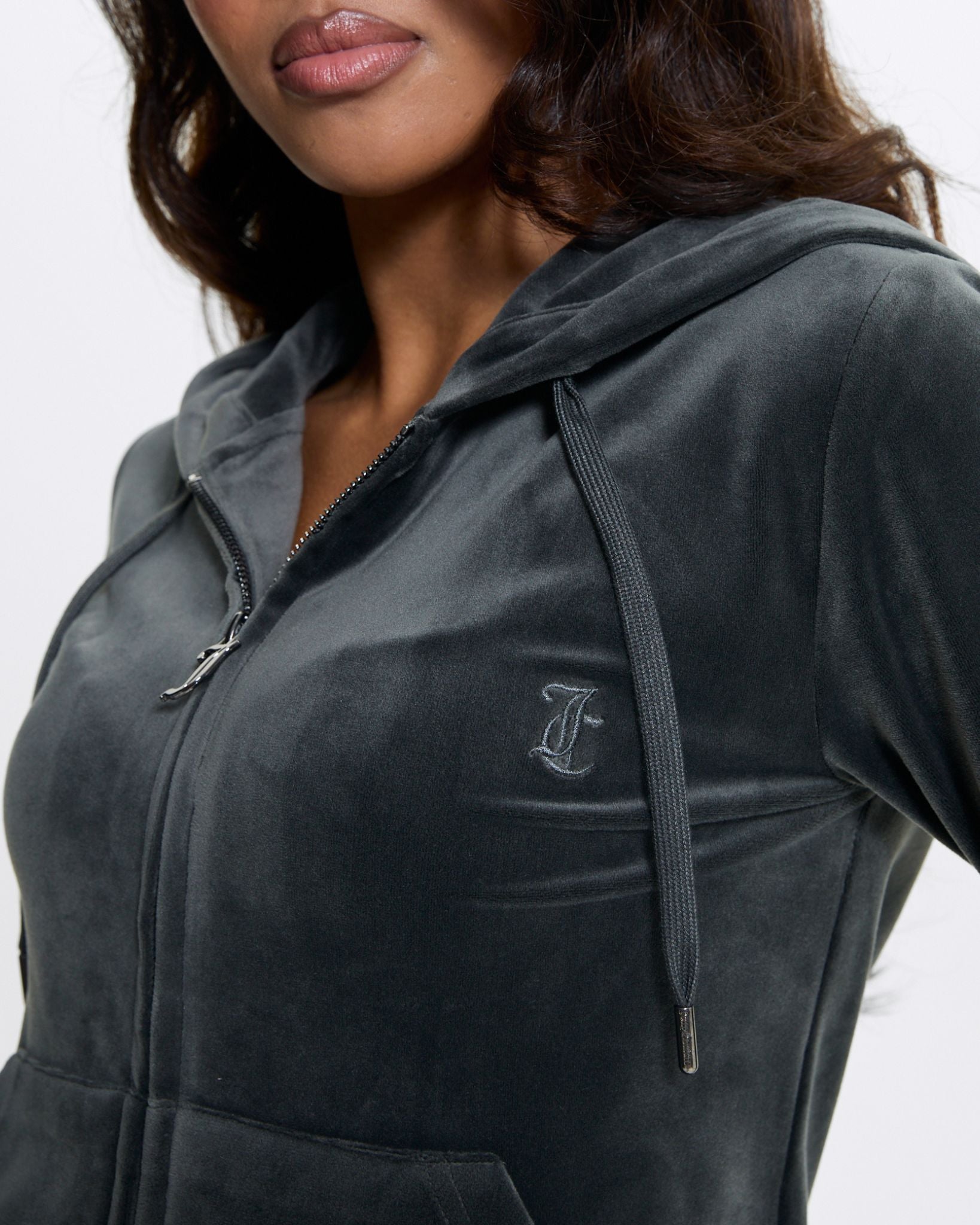 Classic Velour Robertson Zip Hoodie Raven - Juicy Couture Scandinavia