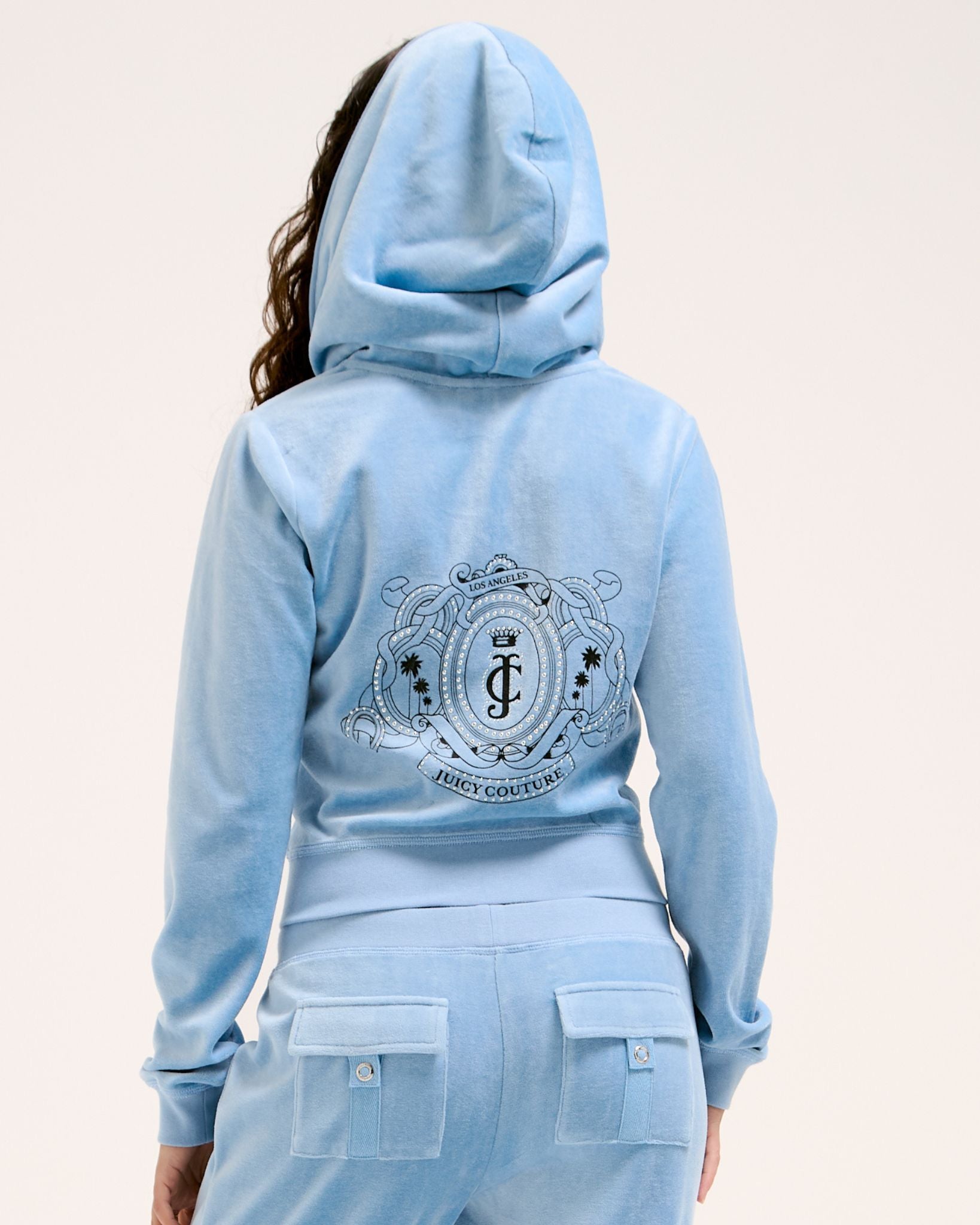 Heritage Palm Tree Crest Robyn Hoodie Dusk Blue - Juicy Couture Scandinavia