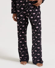 Estelle & Nolan Pyjama Set Pink & Black Crown Print