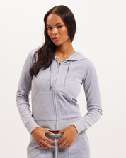 Classic Velour Robertson Zip Hoodie Silver Marl