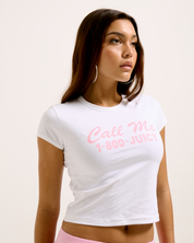 Call me 1-800 Juicy Capped Baby Sleeve T-shirt White - Juicy Couture Scandinavia