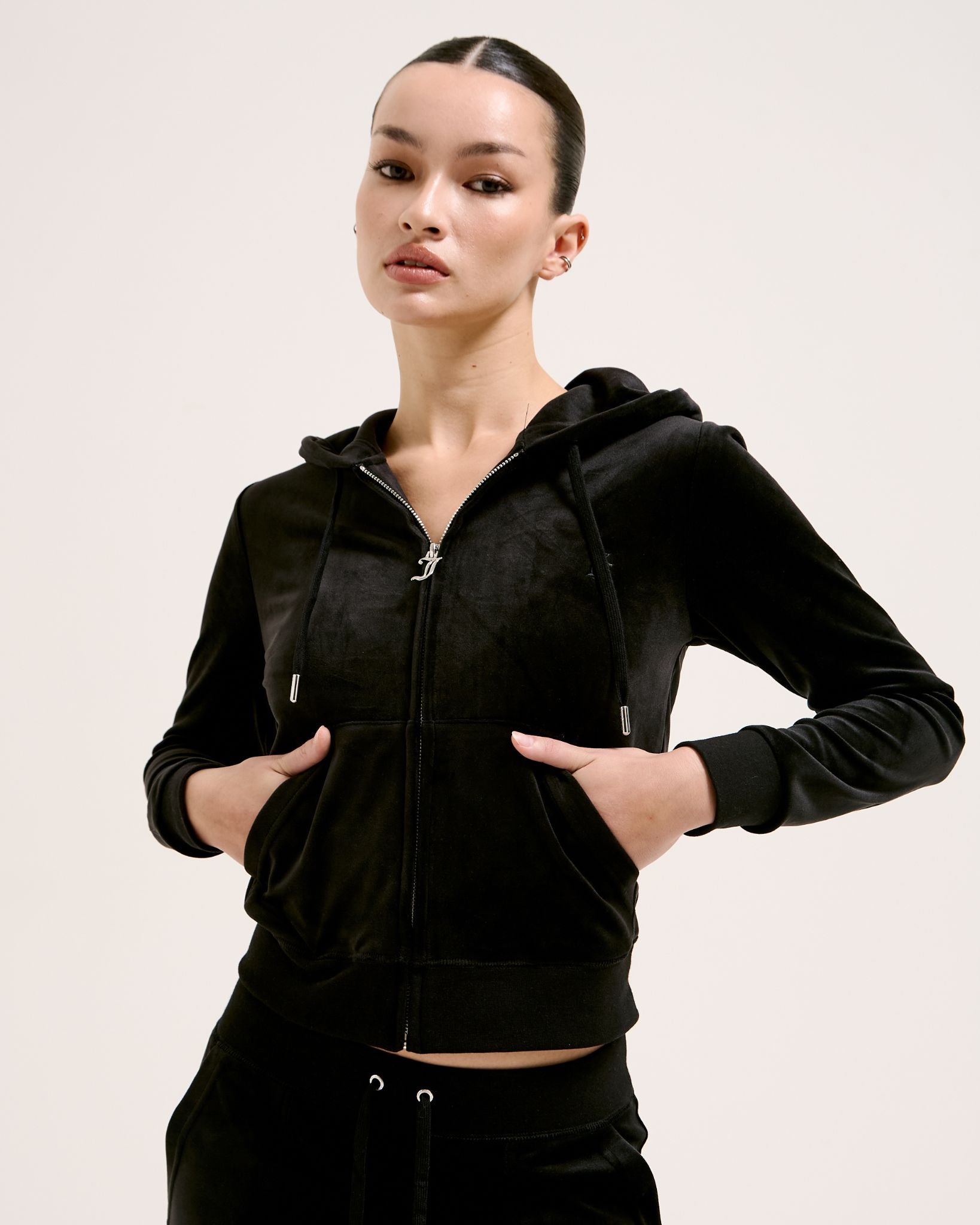 Classic Velour Robertson Zip Hoodie Black - Juicy Couture Scandinavia