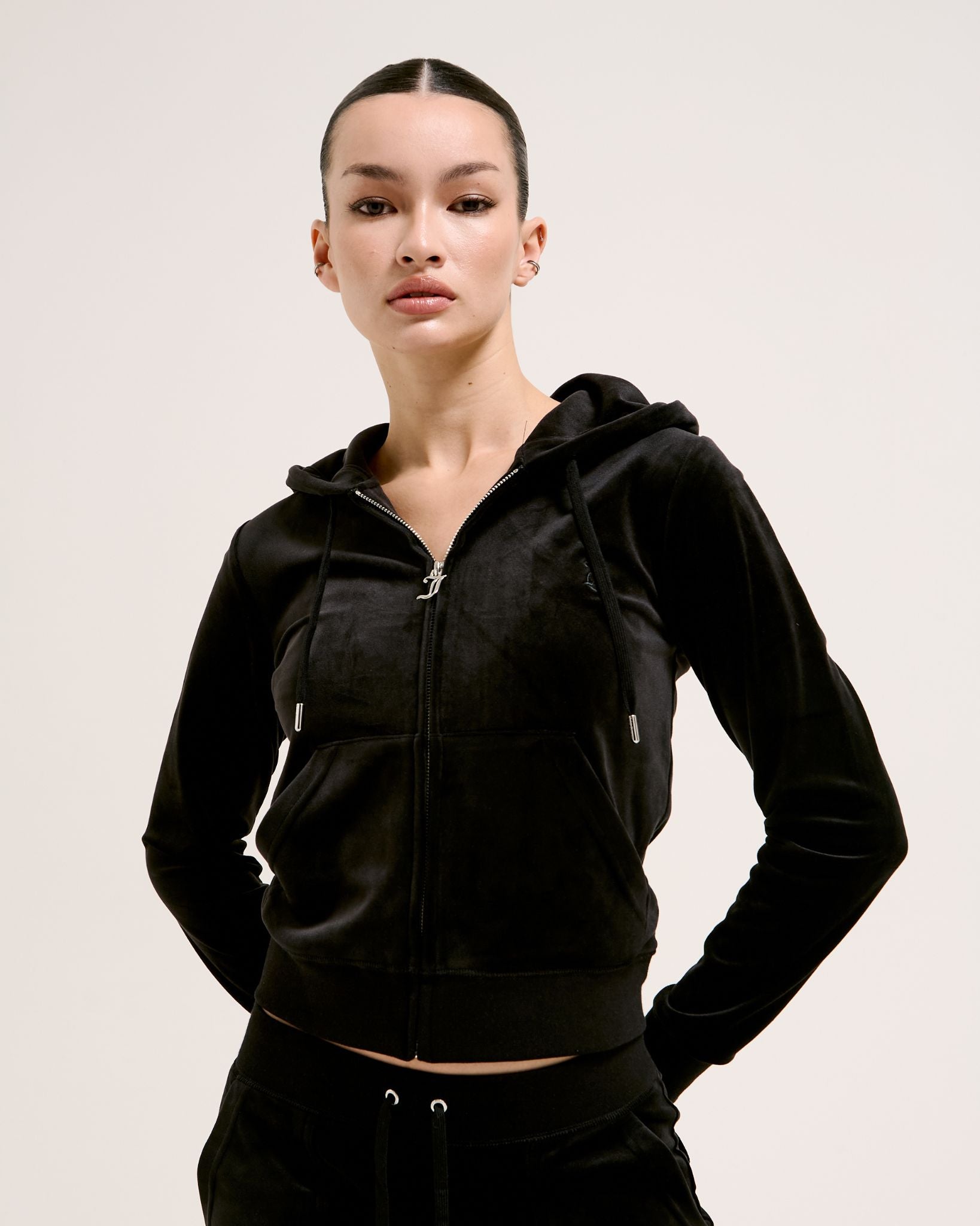 Classic Velour Robertson Zip Hoodie Black - Juicy Couture Scandinavia