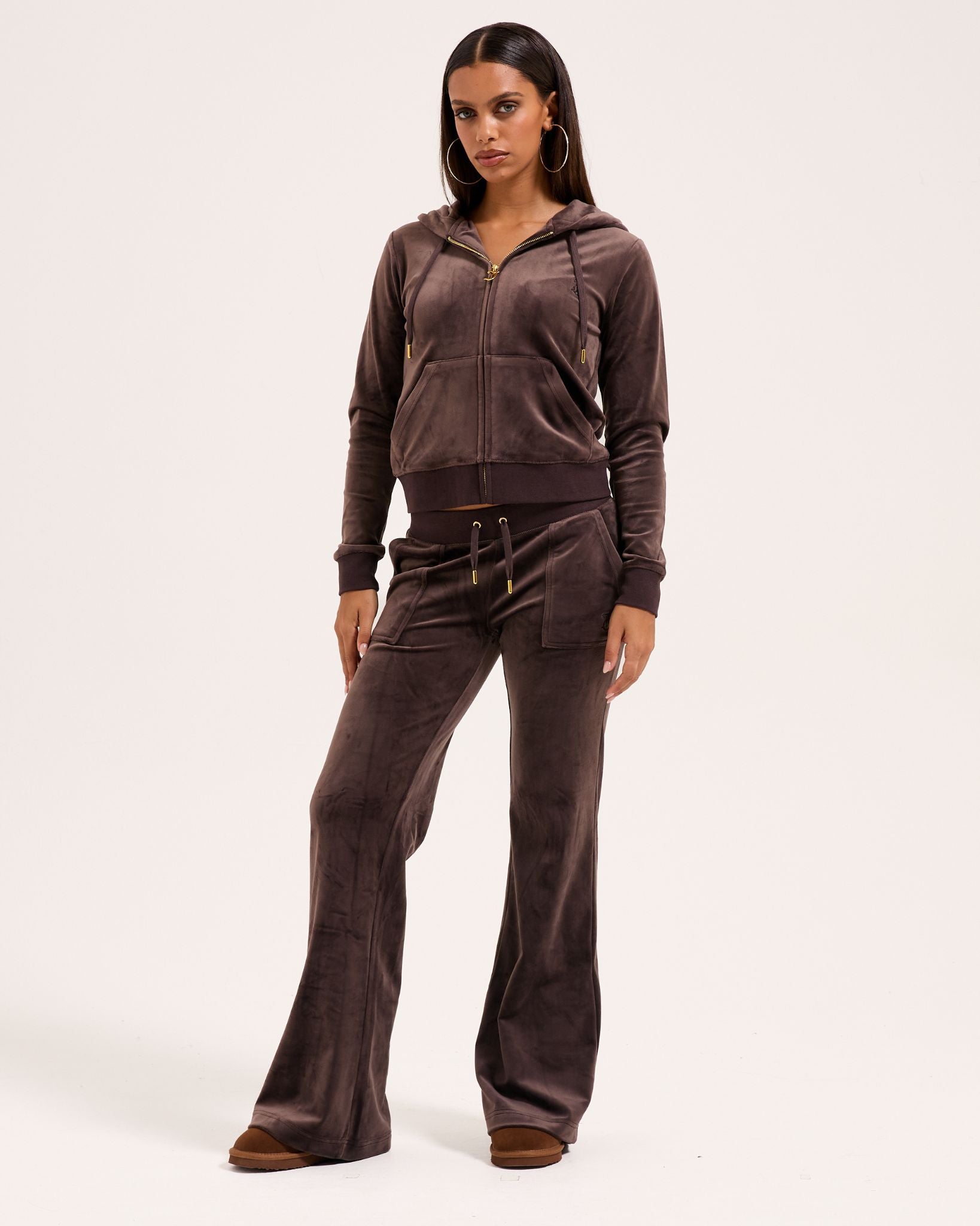 Classic Velour Layla Low Rise Pocket Flare Gold Java - Juicy Couture Scandinavia