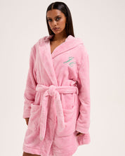 Crown Plush Hooded Robe Juicy Pink - Juicy Couture Scandinavia