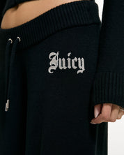 Knitted Diamante Trackpant Black