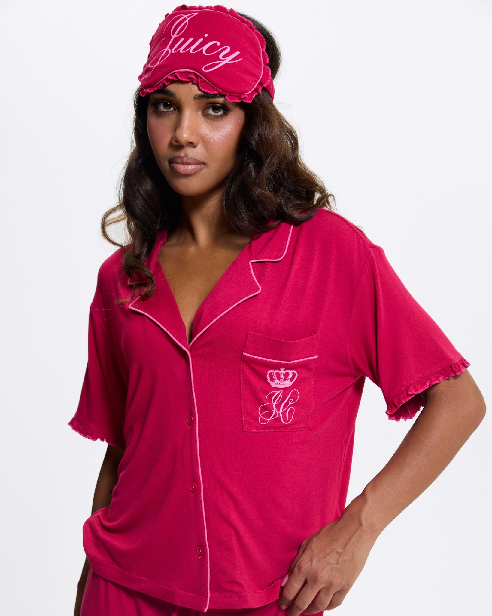 Juicy Crown Frill Pyjama Set Persian Red