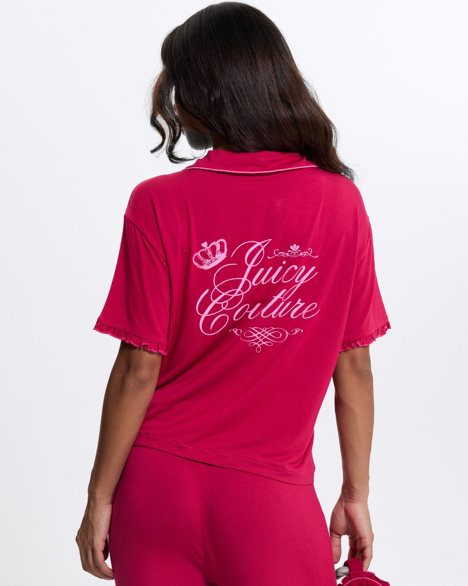 Juicy Crown Frill Pyjama Set Persian Red