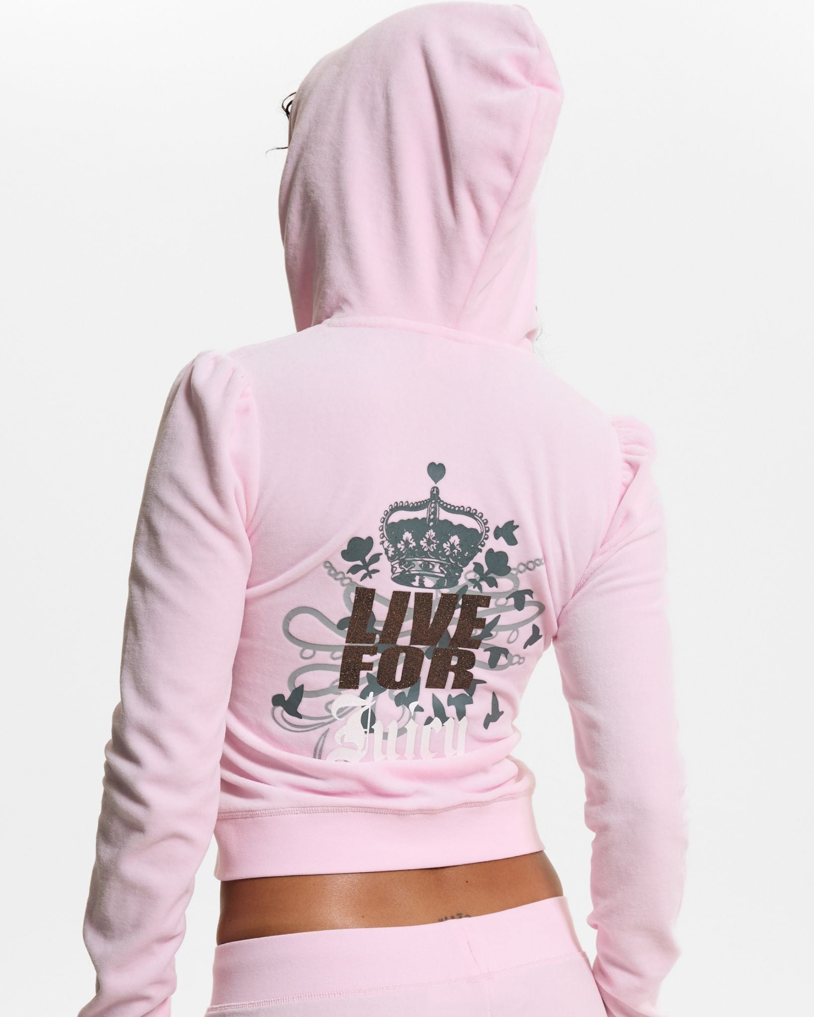 Live For Juicy Puff Sleeve Hoodie Cherry Blossom