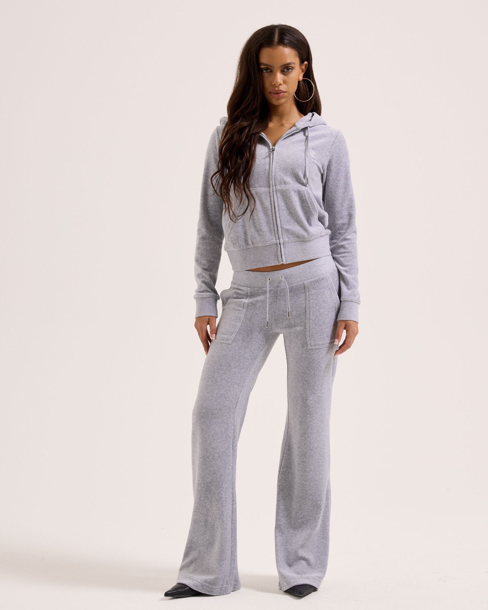 Classic Velour Layla Low Rise Pocket Flare Silver Marl - Juicy Couture Scandinavia