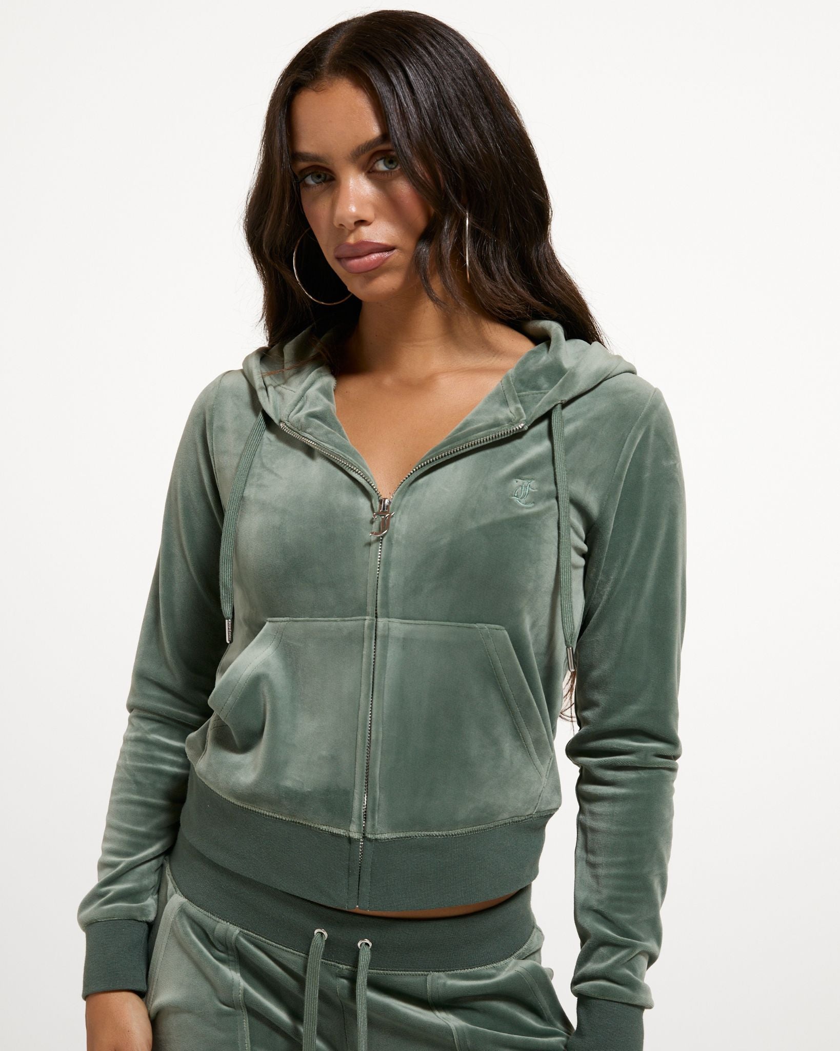 Classic Velour Robertson Zip Hoodie Thyme