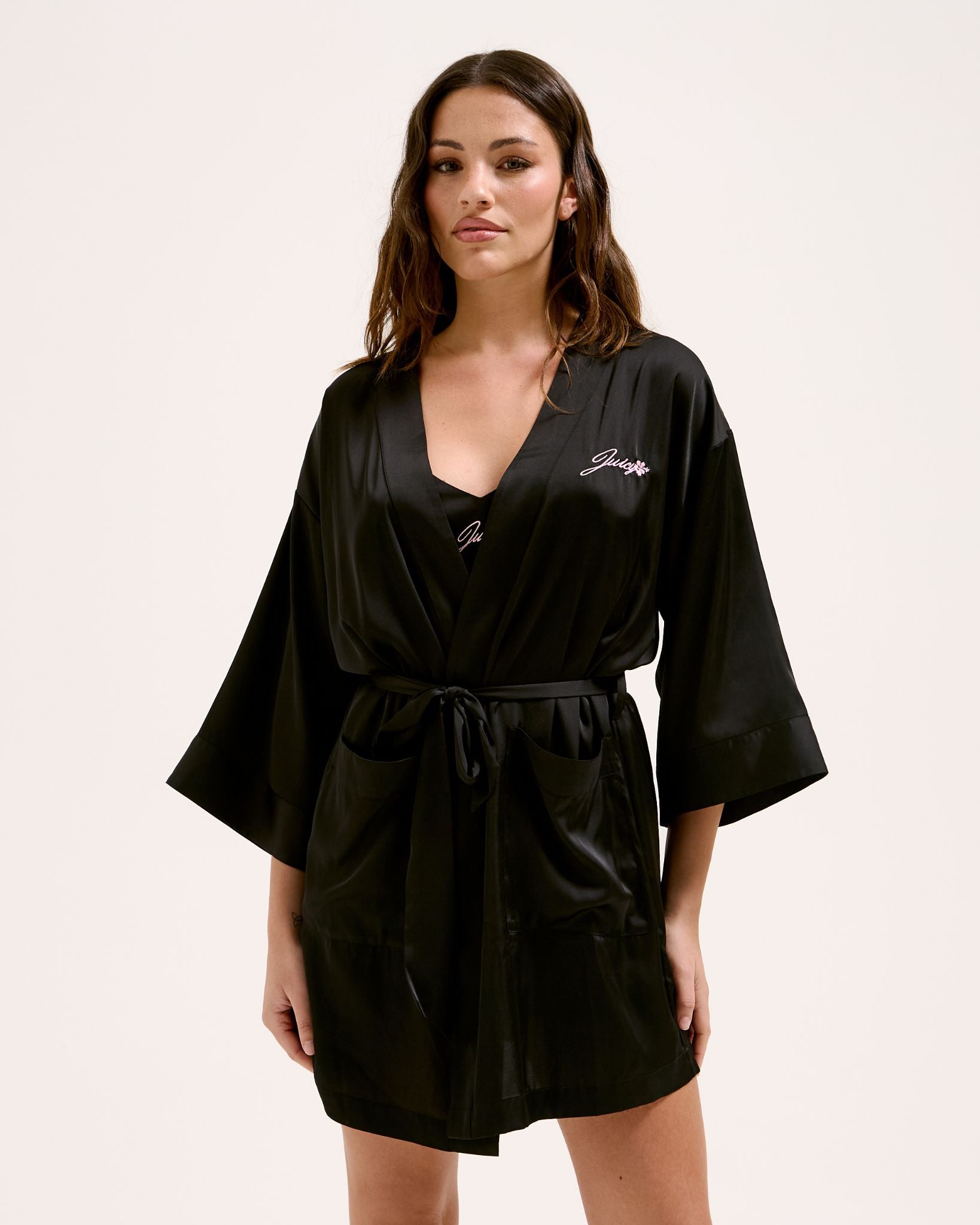 Juicy Couture Satin Robe Black - Juicy Couture Scandinavia