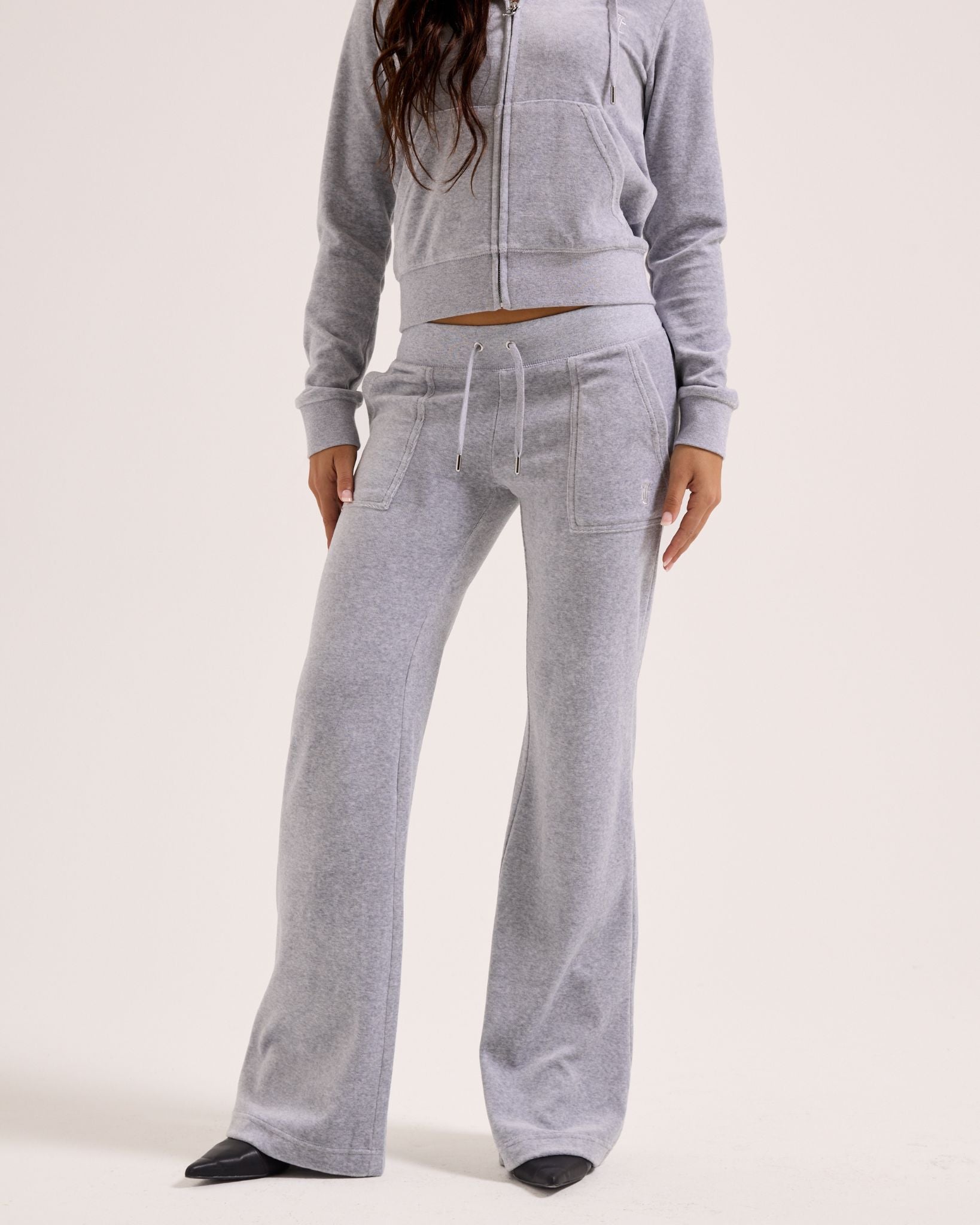Classic Velour Layla Low Rise Pocket Flare Silver Marl - Juicy Couture Scandinavia