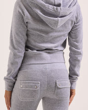 Classic Velour Layla Low Rise Pocket Flare Silver Marl - Juicy Couture Scandinavia