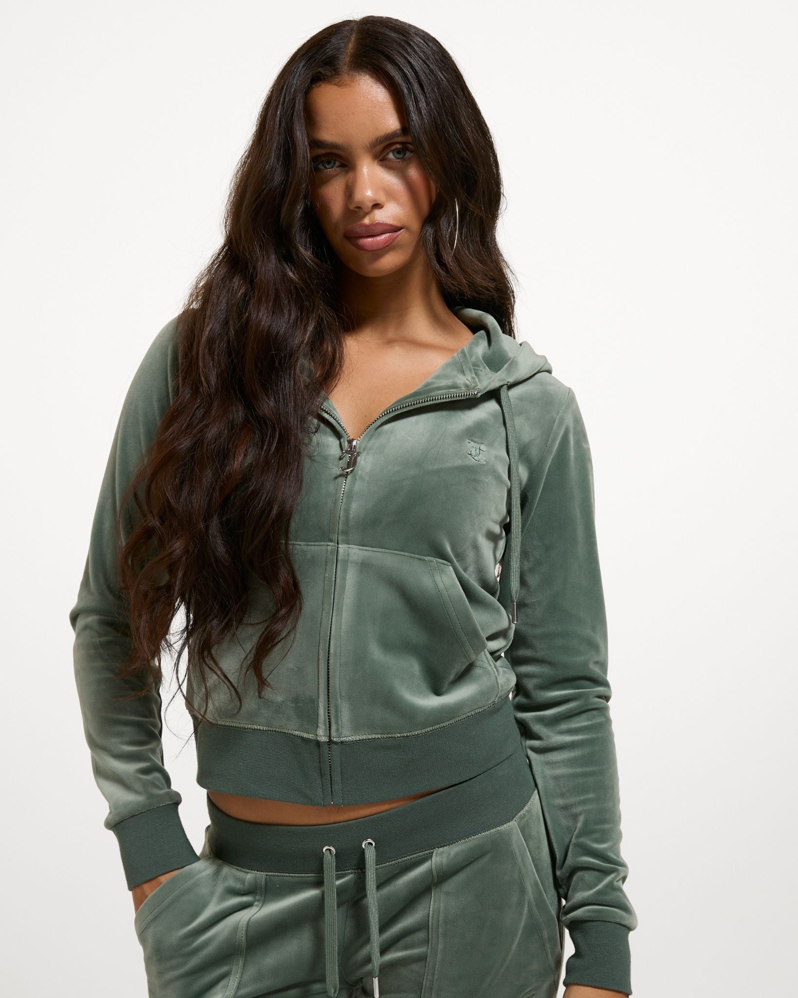 Classic Velour Robertson Zip Hoodie Thyme