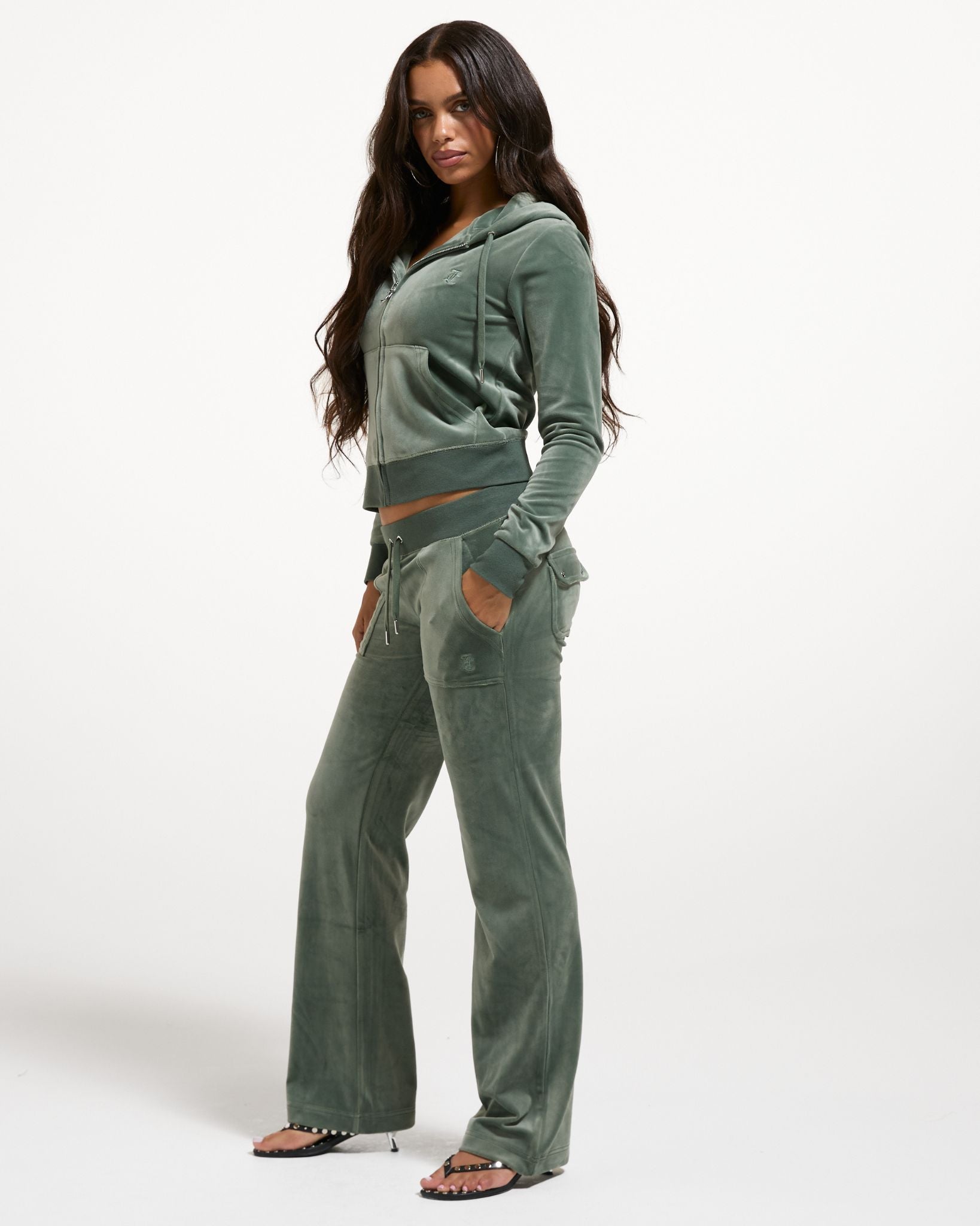 Classic Velour Robertson Zip Hoodie Thyme