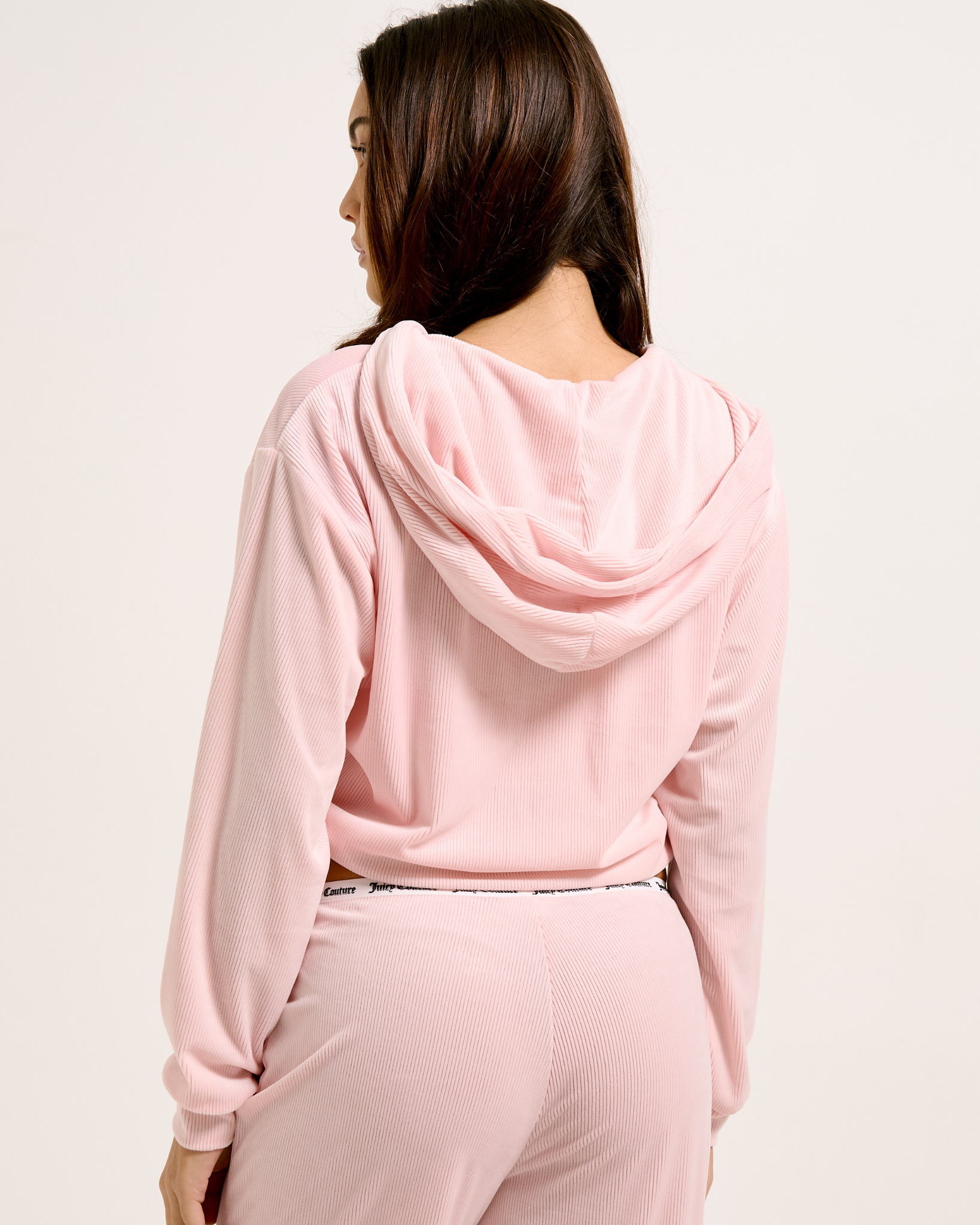 Liv Rib Velour Hoodie Almond Blossom