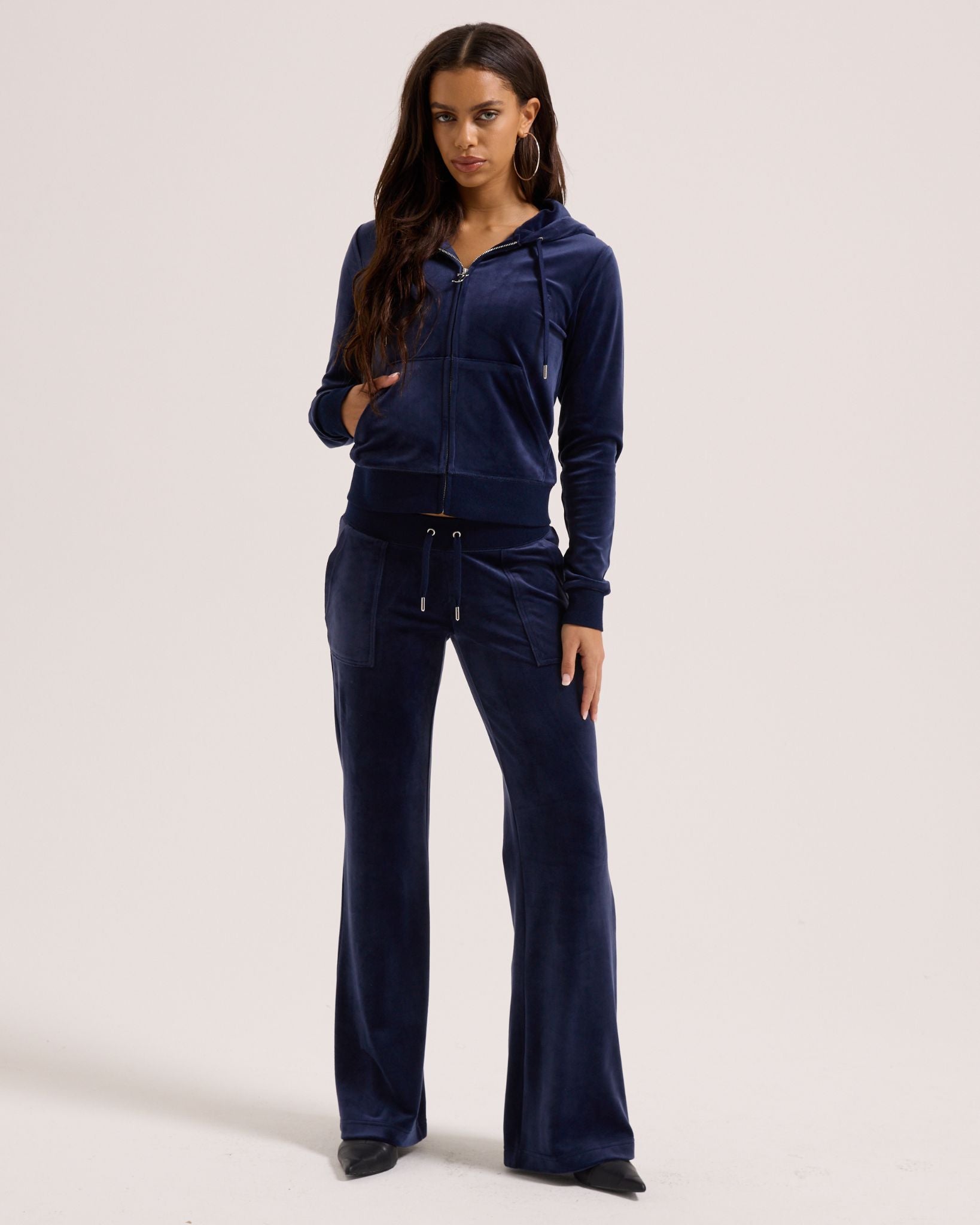 Juicy Couture Classic Velour Layla Low Rise Pocket Flare Regatta