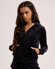 Classic Velour Robertson Zip Hoodie Black - Juicy Couture Scandinavia