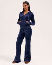 Classic Velour Robertson Zip Hoodie Dark Blue Marl - Juicy Couture Scandinavia