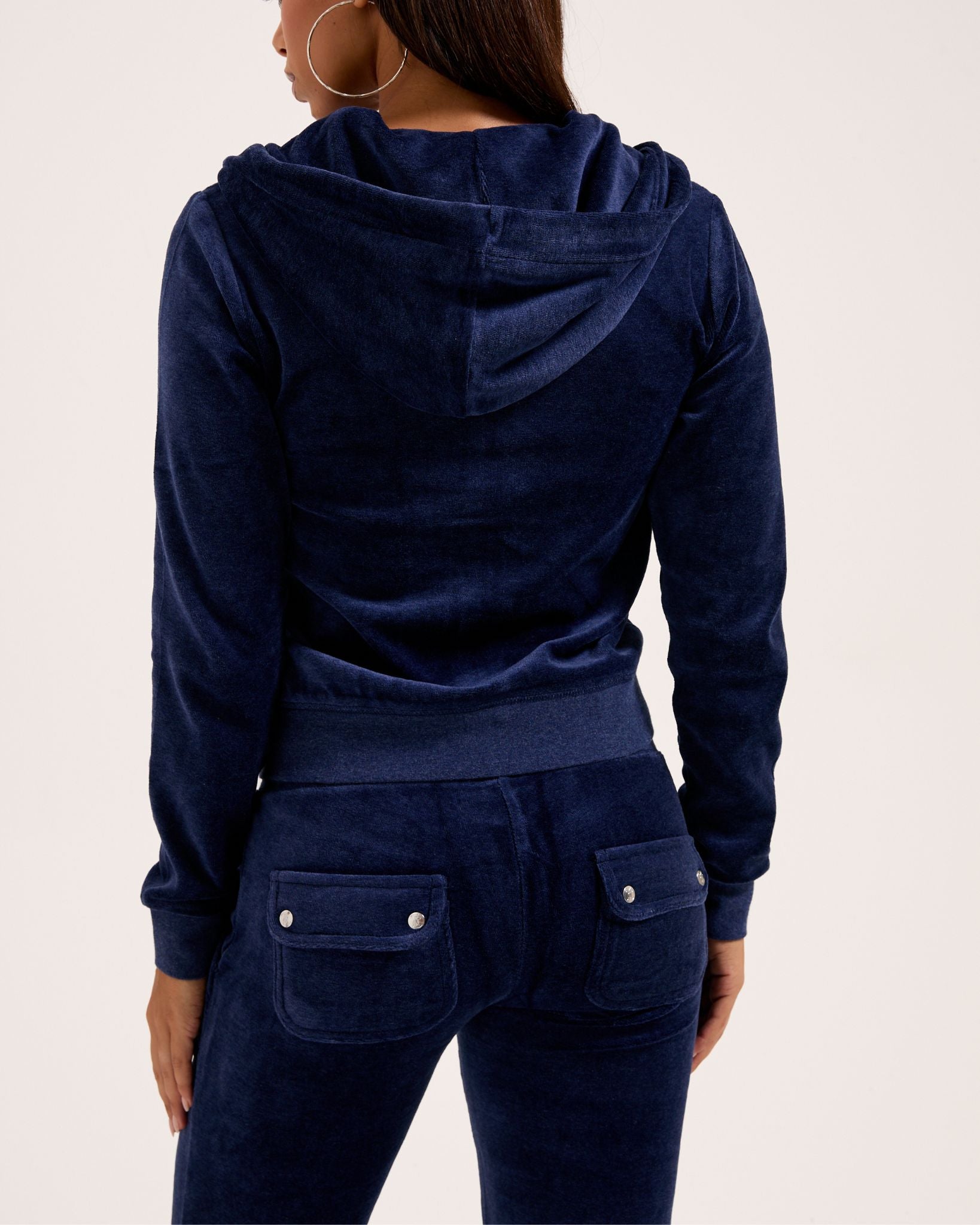 Classic Velour Robertson Zip Hoodie Dark Blue Marl - Juicy Couture Scandinavia