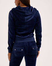 Classic Velour Robertson Zip Hoodie Dark Blue Marl - Juicy Couture Scandinavia